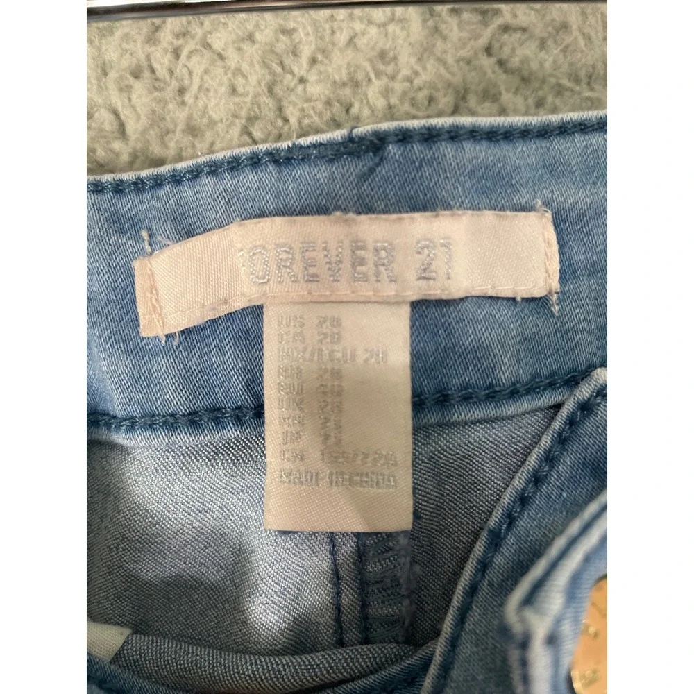 Forever 21 Womens Light Wash High Waisted Skinny Jeans Size 28 Blue Stretch
